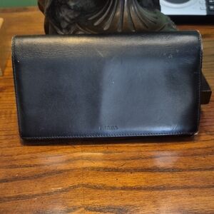 Prada Continental Midnight Navy Blue Leather Wallet Bifold